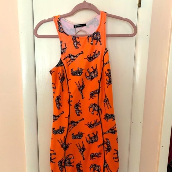 orange dress bershka Rustic halter midi dress - Women